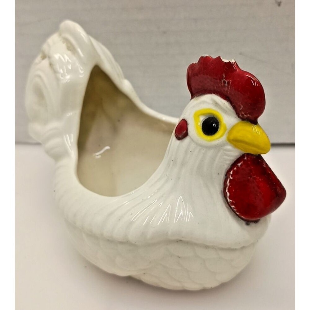 Vintage Ceramic Rooster Tape Dispenser Figurine Home Decor